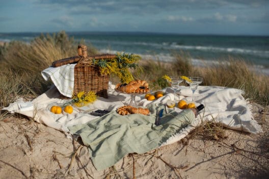 beautiful-holiday-picnic-on-the-beach-basket-with-mimosa-flower